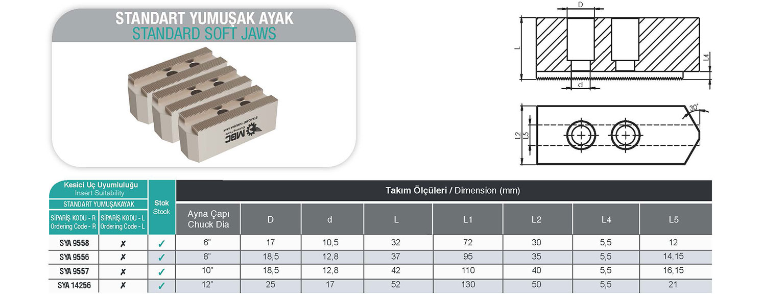 Standart Yumuşak Ayak 8″ – Hassas İşleme İçin İdeal Çözüm
