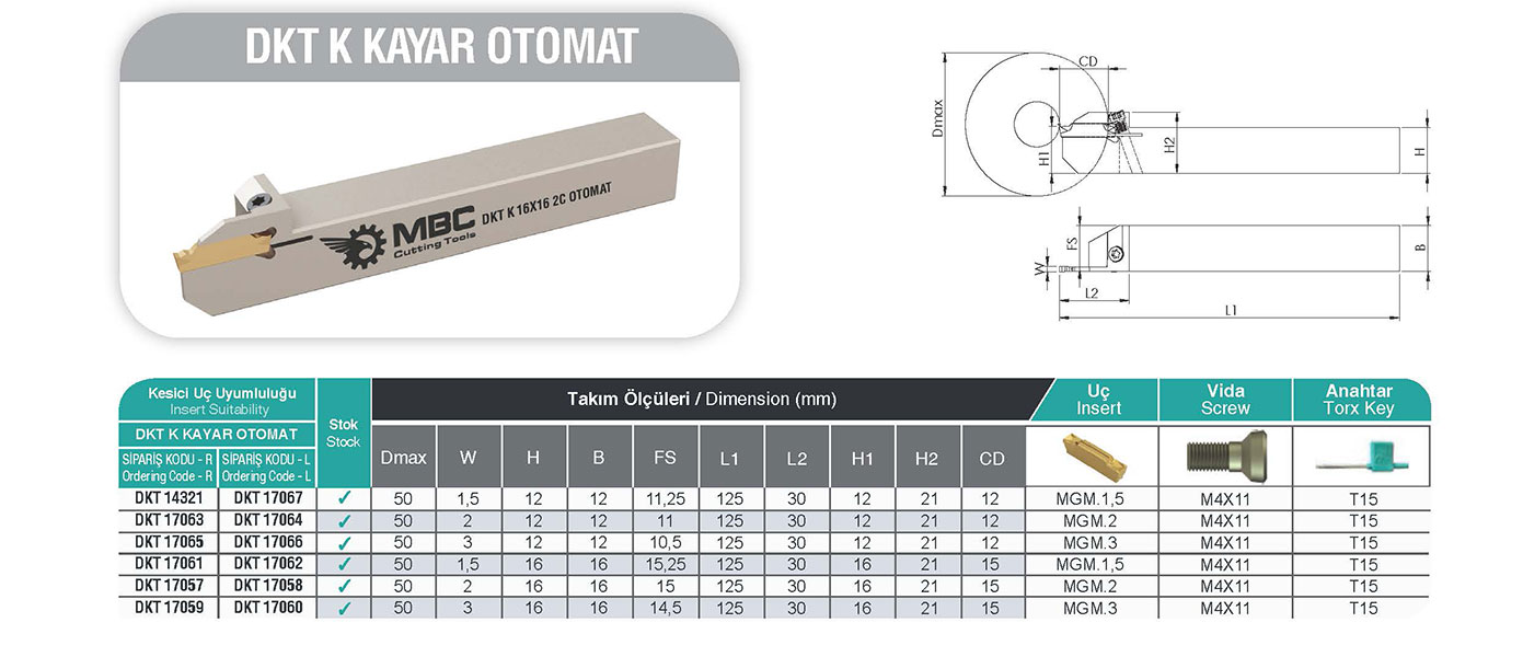 DKT Kayar Otomat - Yüksek Hassasiyetli Kesici Takım