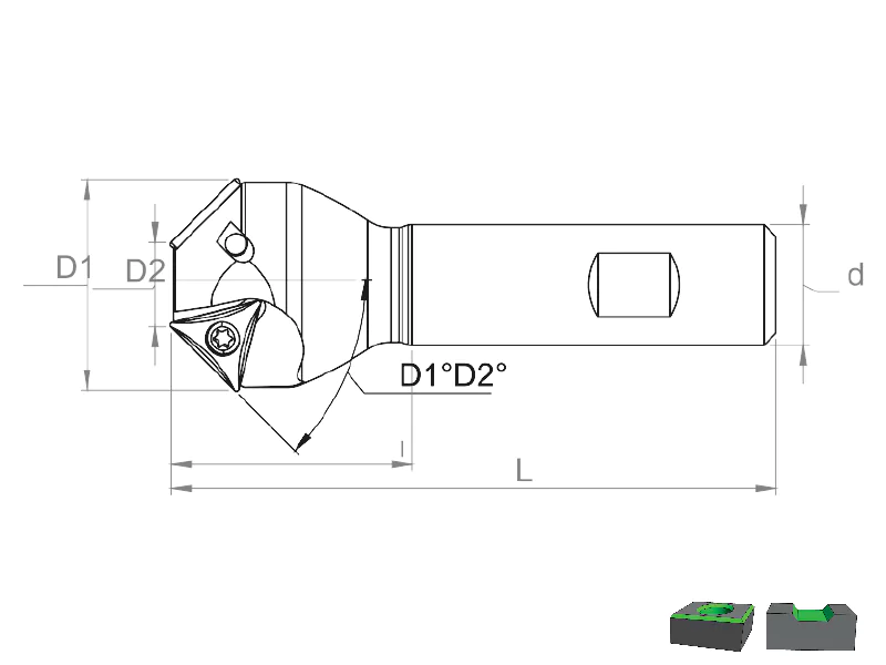 Havşa Frezeler - HF 10/15/17.5/20/22.5/25/30/45TCM. 1102.. / 16T3..CHAMFERING TOOLS